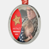 甘いクリスマスジンジャーブレッド星編集可能 – フォトレッド メタルオーナメント (左)