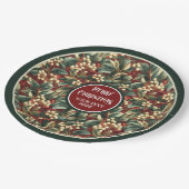 甘いクリスマスホリーベリーの緑がミュート ペーパープレート (アングル)