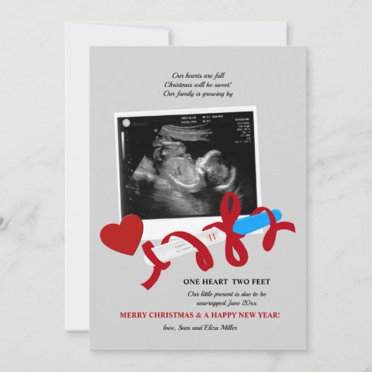 甘いクリスマス休暇の妊娠のお知らせ シーズンカード (正面)