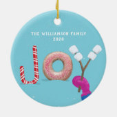 甘いクリスマス·ジョイ·キャンディ·ドーナツ·マシュマロ·ブルー セラミックオーナメント (裏面)