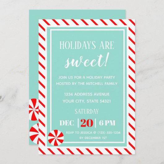 甘いクリスマス |ペパーミントクリスマスパーティー 招待状 (正面/裏面)