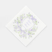 甘いクレストとラベンダー弓 | ブライダルシャワー スタンダードランチョンナプキン (角)
