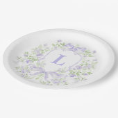 甘いクレストとラベンダー弓 | ブライダルシャワー ペーパープレート (アングル)