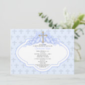 甘いクロスベイビーボーイ洗礼招待状 招待状 (スタンド正面)