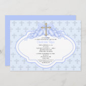 甘いクロスベイビーボーイ洗礼招待状 招待状 (正面/裏面)