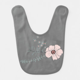 甘いグレーピンクの黒い花のお洒落モチーフ ベビービブ