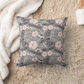 甘いグレーピンク白お洒落花柄 クッション (ブランケット)