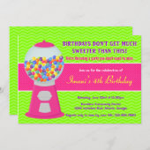 甘いグンボールキャンディー誕生パーティー 招待状 (正面/裏面)