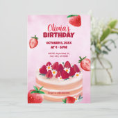 甘いケーキとイチゴの誕生日 招待状 (スタンド正面)