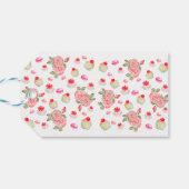 甘いケーキとバラの水色 ギフトタグ (裏面横)