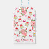甘いケーキとバラの水色 ギフトタグ (正面)