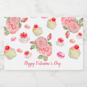 甘いケーキとバラの水色 フードラベル (シングルラベル)