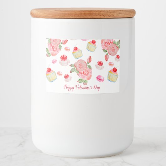 甘いケーキとバラの水色 フードラベル (正面)