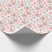 甘いケーキとバラの水色 ラッピングペーパー (角)