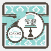 甘いケーキのステッカーのビジネスのステッカーTurq スクエアシール (正面)