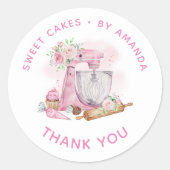 甘いケーキのピンクありがとう ラウンドシール (正面)