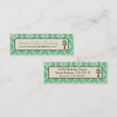 甘いケーキの細い名刺のティール（緑がかった色） スキニー名刺 (正面/裏面)