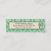 甘いケーキの細い名刺のティール（緑がかった色） スキニー名刺 (裏面)