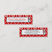 甘いケーキの細い名刺の赤 スキニー名刺 (正面/裏面)