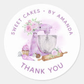 甘いケーキ紫ありがとう ラウンドシール (正面)
