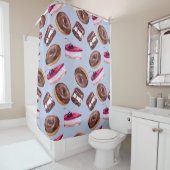 甘いケーキ:水の色シームレスな食品 シャワーカーテン (インサイチュ)