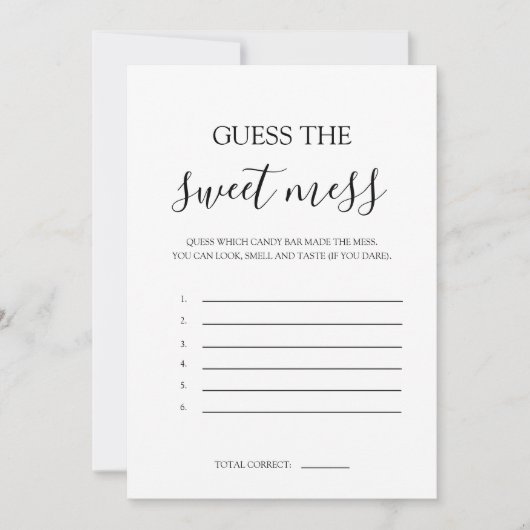 甘いゲームのカードを推測 招待状 (正面)