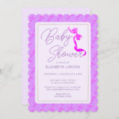 甘いコケットパープルボウタイベビーエレガントシャワー 招待状 (正面/裏面)