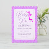 甘いコケットパープルボウタイベビーエレガントシャワー 招待状 (スタンド正面)