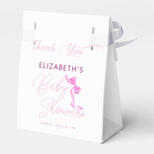 甘いコケットピンクボウタイベビーエレガントシャワー フェイバーボックス (裏面サイド)