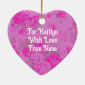 甘いコテージピンクと紫のクリスマス セラミックオーナメント (裏面)