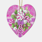 甘いコテージピンクと紫のクリスマス セラミックオーナメント (左)