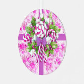甘いコテージピンクと紫のクリスマス メタルオーナメント (正面左)