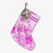 甘いコテージピンクと紫 スモールクリスマスストッキング (正面 (吊り時))