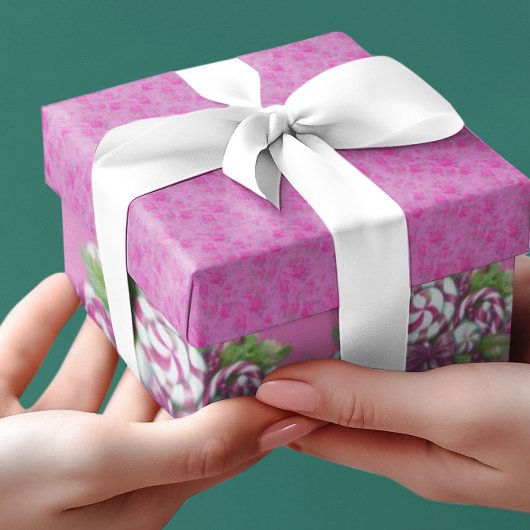 甘いコテージ紫とピンクのクリスマス ラッピングペーパー