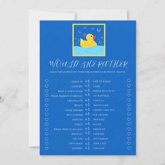 甘いゴムダッキー(アヒルちゃん)の泡は彼女はむしろゲームだろう 招待状 (正面)