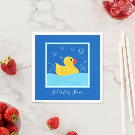 甘いゴムダッキー(アヒルちゃん)泡ベビーシャワー スタンダードカクテルナプキン (インサイチュ)