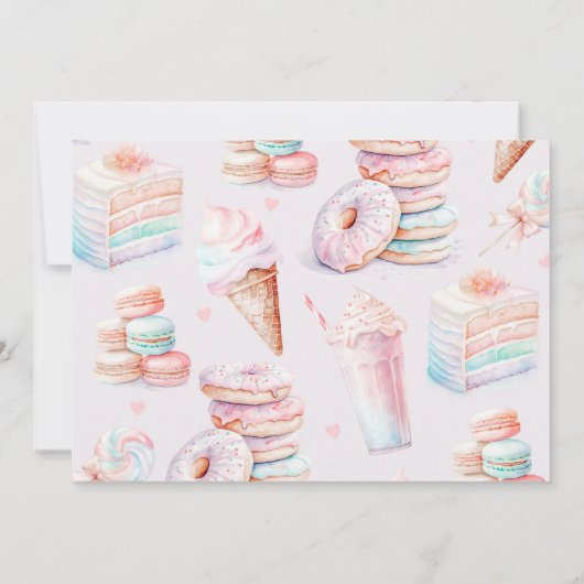 甘いサッシーと6パステル6歳の誕生日の写真 招待状 (裏面)