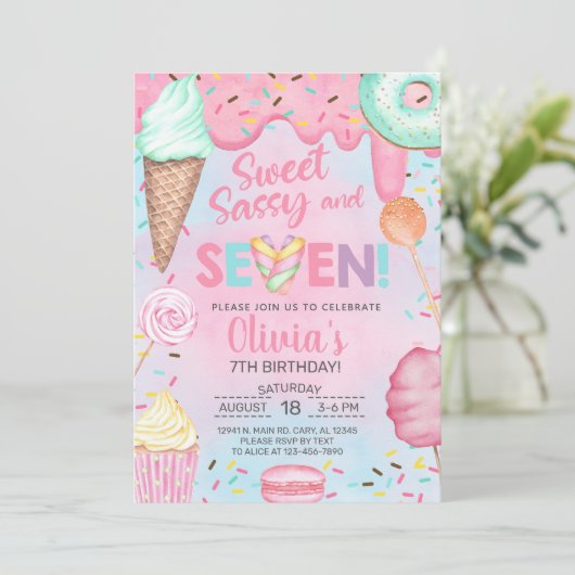 甘いサッシーと7人の女の子の誕生日の招待。 招待状 (スタンド正面)