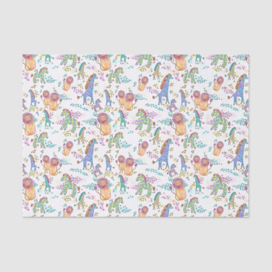 甘いサファリのかわいいベビーのジャングル動物のティッシュペーパー 薄葉紙 (正面)