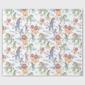 甘いサファリのベビーのジャングルの動物のギフト用包装紙 ラッピングペーパー (フラット)