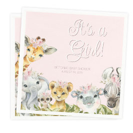 甘いサファリの動物のベビーシャワー スタンダードカクテルナプキン