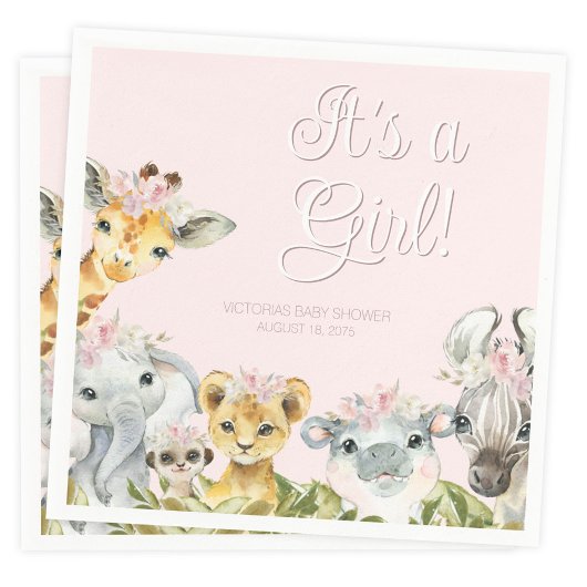 甘いサファリの動物のベビーシャワー スタンダードランチョンナプキン