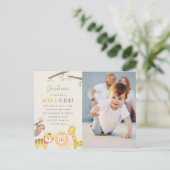 甘いサファリ動物の野生の1つの写真の第1誕生日 インビテーションポストカード (スタンド正面)