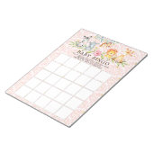 甘いサファリ動物ガールズベビーシャワービンゴゲーム ノートパッド (アングル)