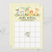甘いサファリ動物ビンゴ赤ちゃんシャワーゲーム 招待状 (正面/裏面)
