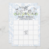 甘いサファリ動物ビンゴ赤ちゃんシャワーゲーム 招待状 (正面/裏面)