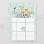 甘いサファリ動物ビンゴ赤ちゃんシャワーゲーム 招待状 (正面/裏面)