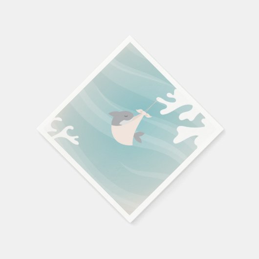 甘いサメの赤ちゃんシャワー スタンダードカクテルナプキン (角)