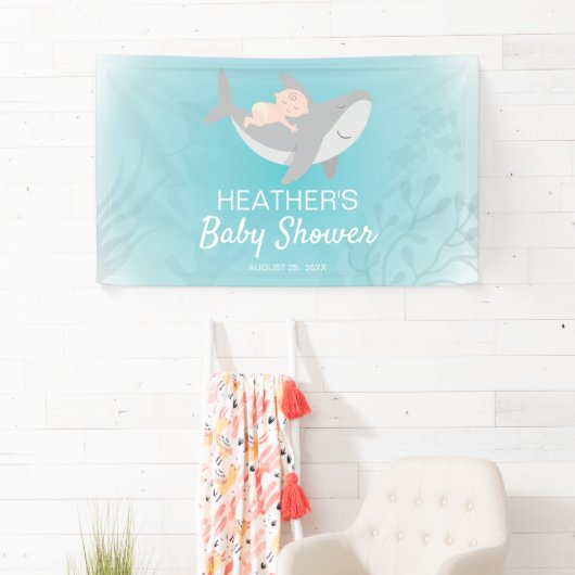 甘いサメの赤ちゃんシャワー 横断幕 (インサイチュ)