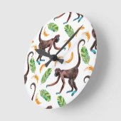 甘いサルがバナナをジャグリング ラウンド壁時計 (傾斜)